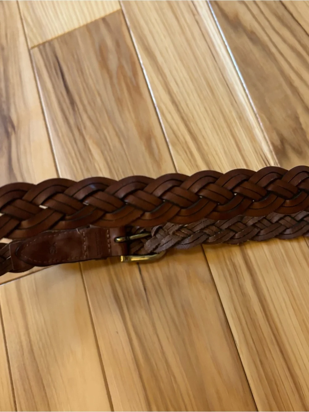 Vintage LL Bean Brown Leather Braided Belt Size XS